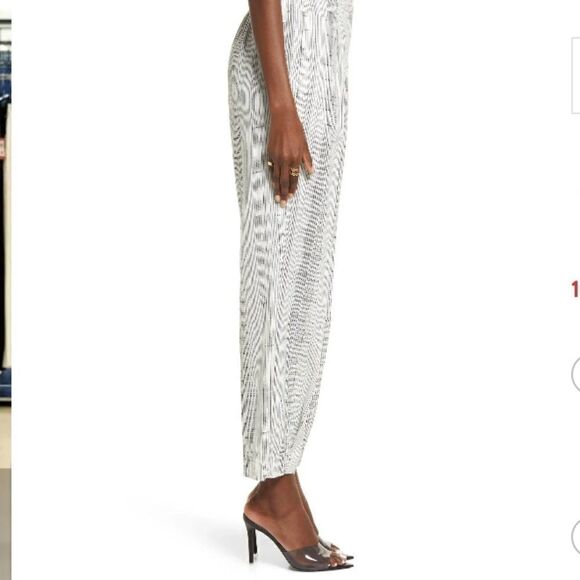 OPEN EDIT Relaxed Fit Linen Blend Pants Size Small Striped Tailored Trousers - Picture 3 of 16